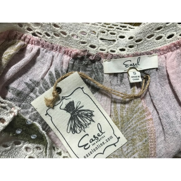 Easel Los Angeles Tank‎ Top Crochet Palm Leaf Sleeveless Casual Summer Blouse - Picture 8 of 13